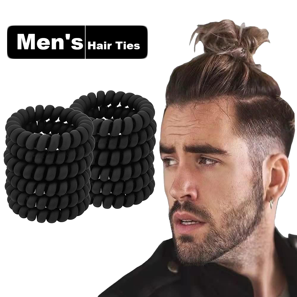 Men'S Grooming Tape - Schwarze Spiral-Haargummis, matt, elastisch, spurlos, Sport-Haargummis,